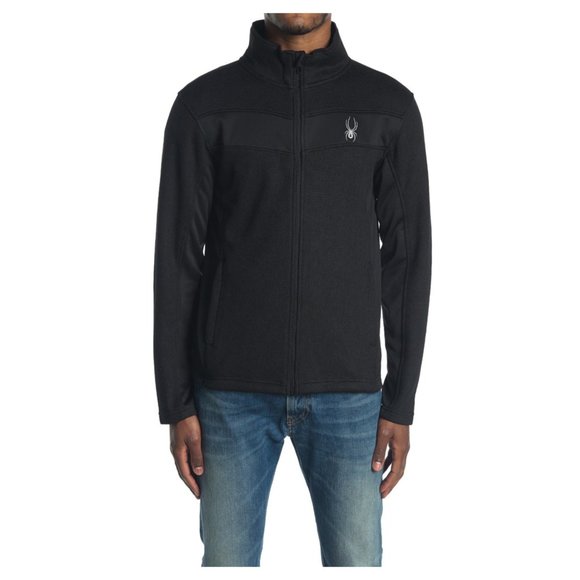 Spyder Mens Black Racer Full Zip Long Sleeve Knit Jacket Sz L NWT - Picture 4 of 11